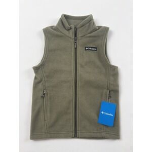 Columbia Steens Mountain Fleece Vest‎ Stone Green Youth XS New With Tags
